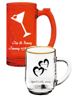 Personalized Glass Wedding Mugs and Steins